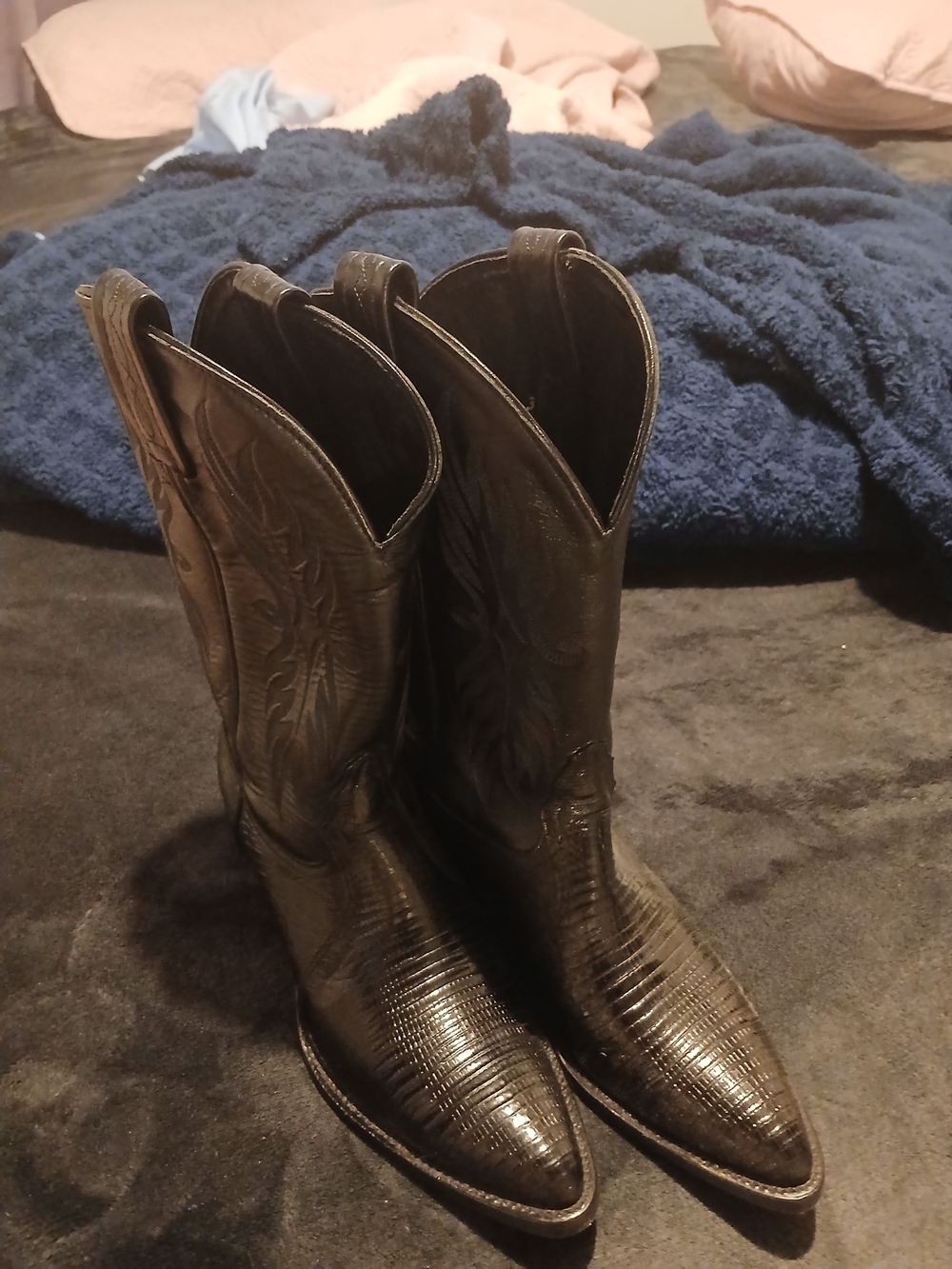 Tony Lama Girls Black Leather Western Boots
